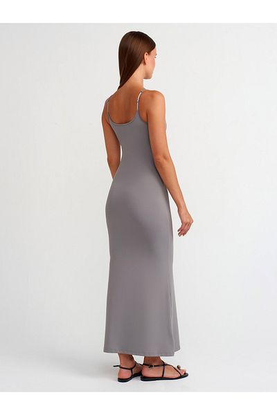 Dilvin 91175 Strappy Gray Long Dress