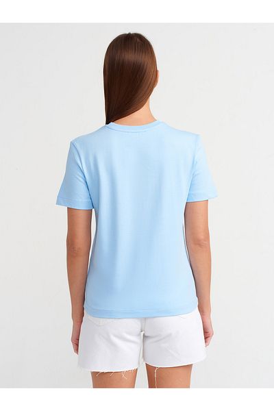 Dilvin 31069 - Tricou albastru deschis din bumbac cu decolteu