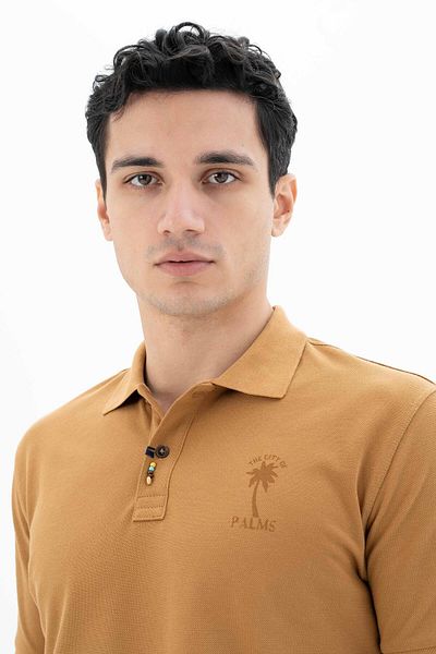 Arma Мъжка кафява тениска с поло яка, 100% памук, стандартна кройка, Y25374351601