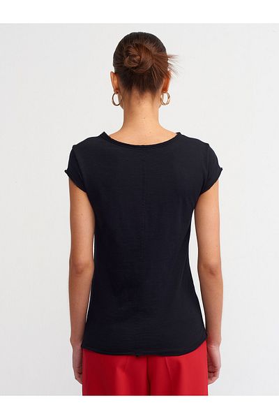 Dilvin 30699 Cotton T-shirt-Black