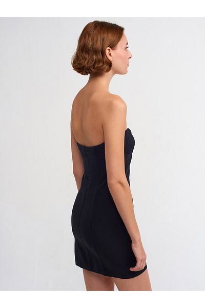 Dilvin 90774 Rochie mini din denim fără bretele-negru
