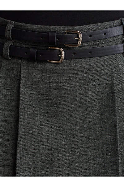 Dilvin 80843 Fusta scurtă cu curea dublă antracit