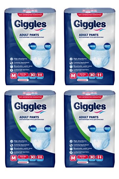 giggles Külotlu Yetişkin Hasta Bezi Orta Boy M beden 30 Lu X 4 Adet