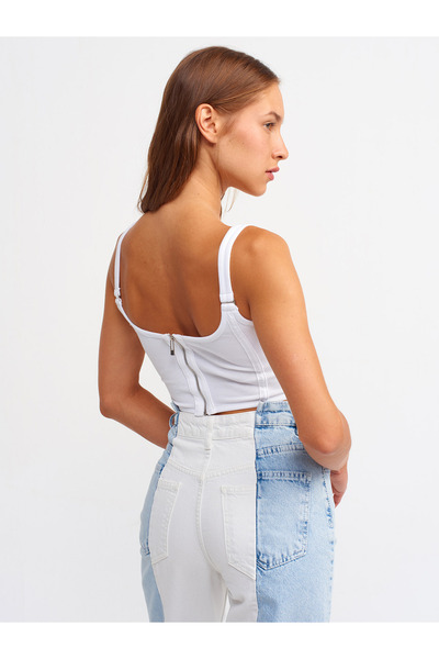 Dilvin 3793 Korse Top-Beyaz