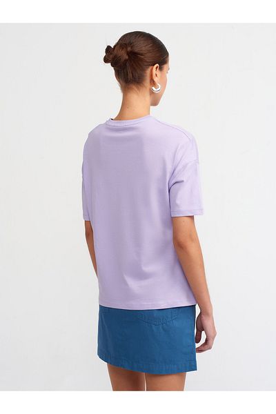 Dilvin Model 3683 - Tricou de bază Liliac cu decolteu rotund