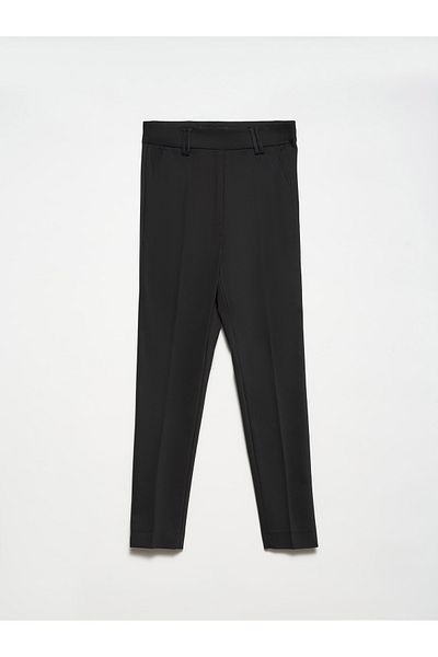 Dilvin 71187 Slim Fit High Waist Trousers-Black