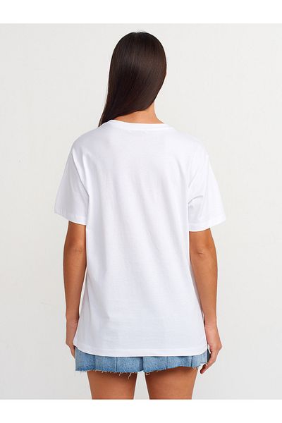 Dilvin 31065 Model White T-shirt - Boxing Detail