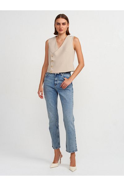 Dilvin Model 71683 - Pantaloni din denim cu picior tub, culoare nuanta