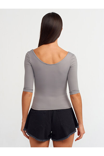 Dilvin 30900 Tricou Poliamidă Gri cu Gât Barcă