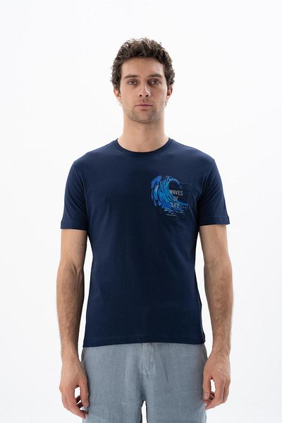 Arma Ανδρικό μπλουζάκι Navy Blue Regular Fit Crew Neck Y 25344406101