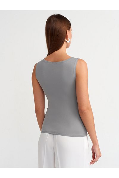 Dilvin 20868 Boat Neck Αμάνικο Μπάλα-Γκρι