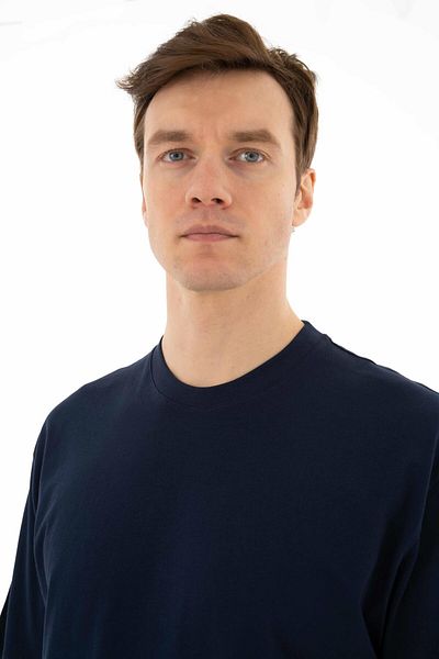 Arma Ανδρικό μπλουζάκι Navy Blue Oversize Crew Neck Y 25344403901
