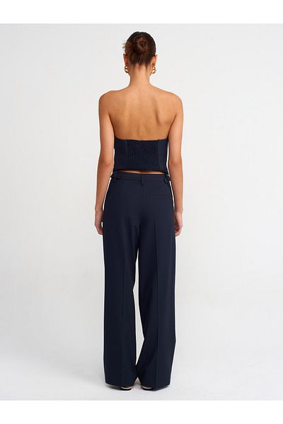 Dilvin 71246 Stylish Trousers with Adjustable Waist - Navy Blue