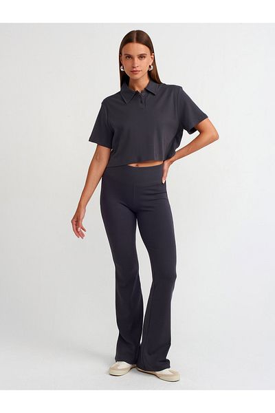 Dilvin 71054 Anthracite Spanish Leg Ribbed Trousers