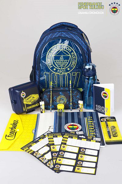 Fenerbahçe Large Size Licensed School Case - A4 Stationery with 2 Notebooks, 700ml Water Bottle, Lunch Box
