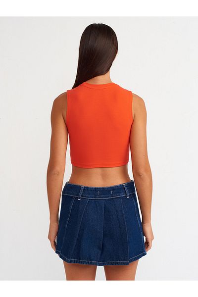 Dilvin 30125 Model Red Crop Top