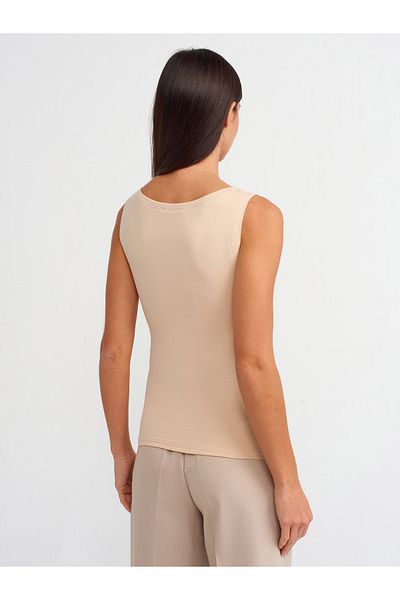 Dilvin 20868 Boat Neck Αμάνικο Μπάλα-Ανοικτό Μπεζ