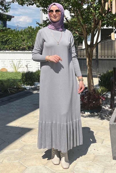 Rabia Şamlı Rochie din tricotaje gri Rüya
