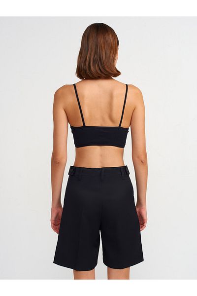 Dilvin 71541 Black Adjustable Waisted Bermuda Shorts