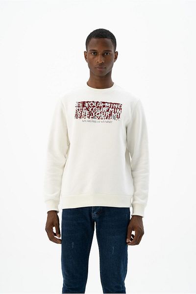 Arma Ανδρικό φούτερ Ecru Plus Size Crew Neck K 24124884501
