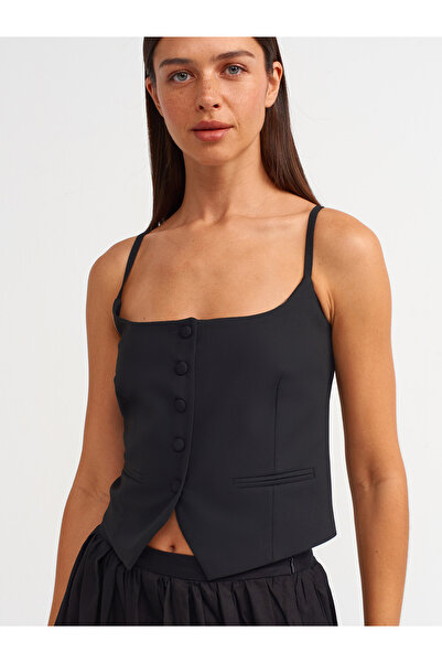 Dilvin 60548 Düğmeli Klasik Top-Siyah