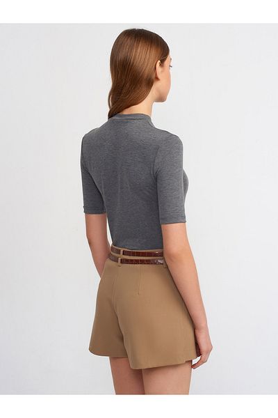 Dilvin 80820 Fustă scurtă cu centură dublă - camel