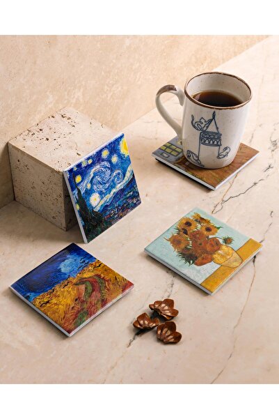 Anadolia Van Gogh Ceramic 4-Piece Coasters