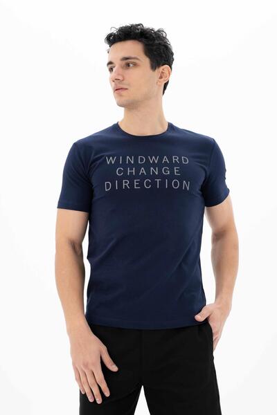 Arma Чоловіча темно-синя футболка зі звуженим кроєм та коміром-стійкою Y25364451701