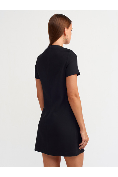 Dilvin 90899 Bisiklet Yaka Mini Elbise-siyah