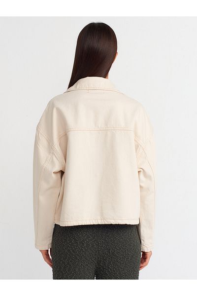 Dilvin 65350 Ecru Oversize Denim Coat - Lower Section with String