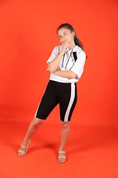 Marions 09-14 ani Costum tricou cu glugă de culoare alb-negru pentru fete cu ...