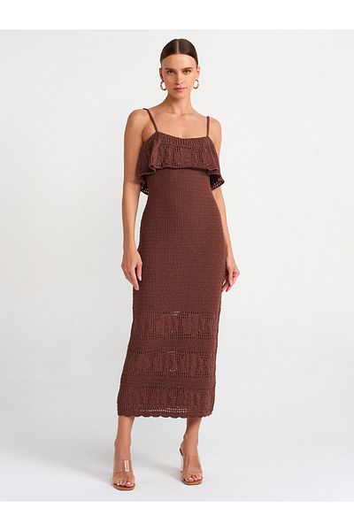 Dilvin 90195 Suspender Knitwear Dress-coffee