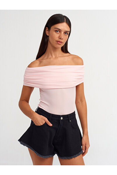 Dilvin 30851 Bluză fără umeri-roz deschis