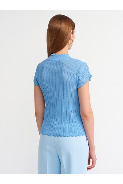 Dilvin 10518 Bluză din tricotaje cu guler albastru transparent