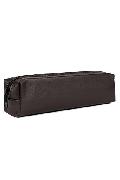 Gözde Proje Faux Leather Dark Brown Pencil Case