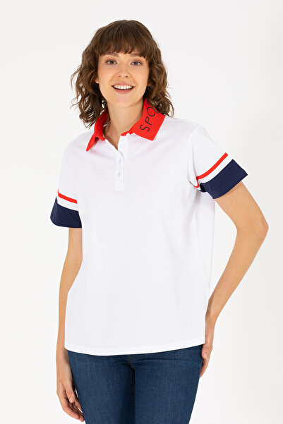 U.S. Polo Assn. Tricou alb cu gât polo pentru femei 50263966-VR013