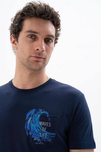 Arma Ανδρικό μπλουζάκι Navy Blue Regular Fit Crew Neck Y 25344406101