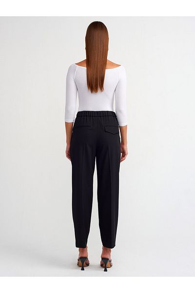 Dilvin 71523 Black Mid Waist Trousers