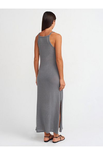 Dilvin 90219 Gray Halter Neck Knitwear Dress