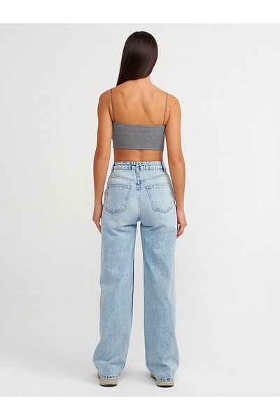 Dilvin 71481 Pantaloni din denim din țesătură groasă pentru spălarea zăpezii-albastru