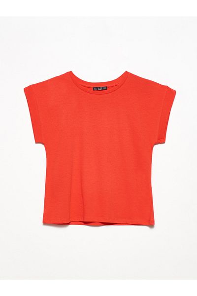 Dilvin 3504 Μπλουζάκι Crew Neck Χτενισμένο βαμβακερό-κόκκινο