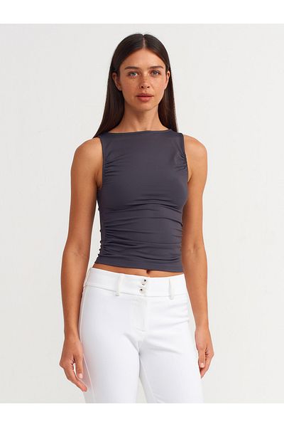 Dilvin 20827 Anthracite Sleeveless Gathered Ball
