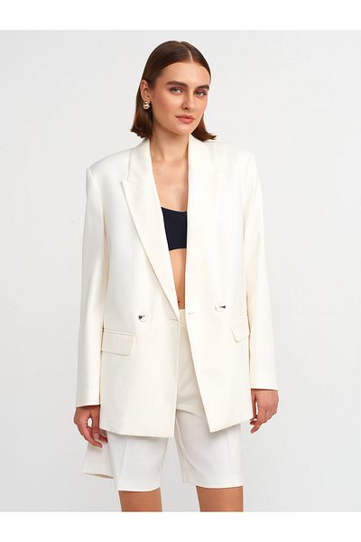 Dilvin 60741 Ecru Padded Blazer Jacket