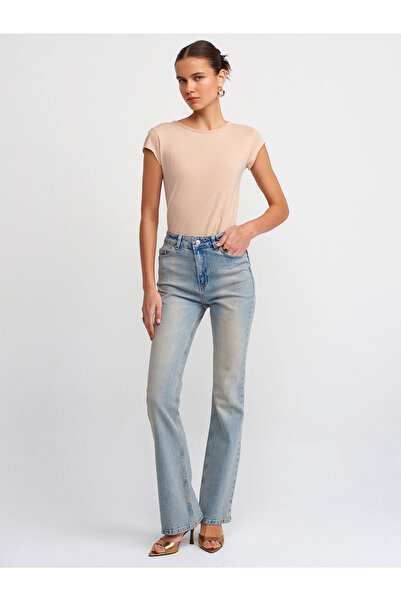 Dilvin 30699 Βαμβακερό μπλουζάκι-Μπεζ