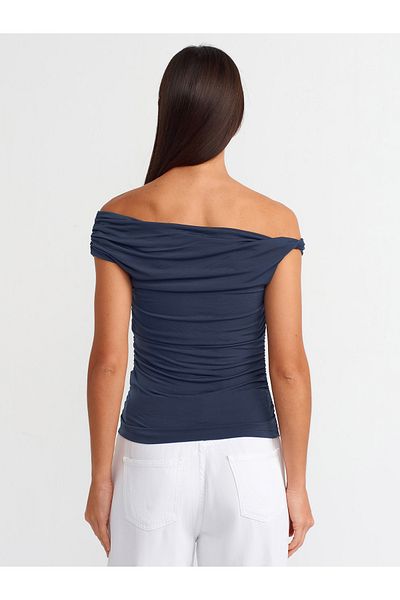 Dilvin 30806 Anthracite Asymmetric Gathered Top-A