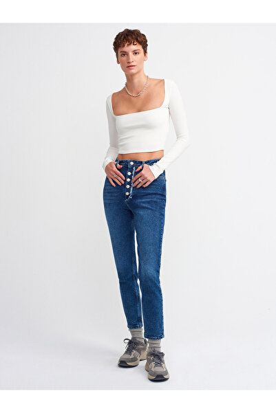 Dilvin 3700 Ribbed Long Sleeve Top-ecru