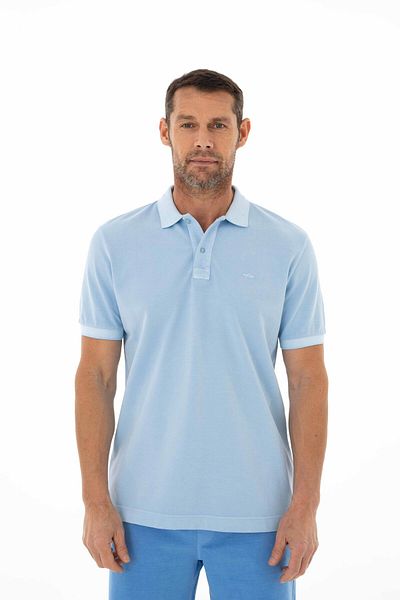 Arma Tricou albastru pentru bărbați, 100% bumbac, cu croiala normală, cu vopsire în piese, cu gât polo Y 25374376001