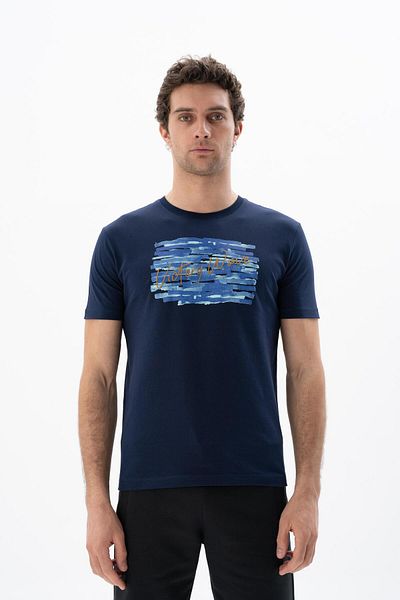 Arma Ανδρικό μπλουζάκι Navy Blue Regular Fit Crew Neck Y 25344403001
