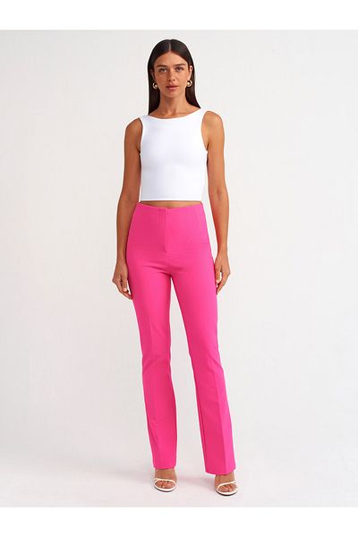 Dilvin 71534 Fuchsia Collared Spanish Leg Trousers