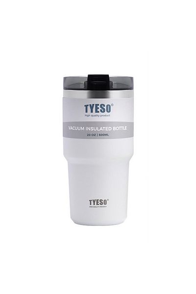 Tyeso Tripletask Termos Vakumlu Paslanmaz Çelik Pipetli 600ml Beyaz